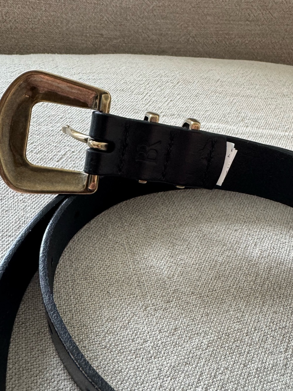 Banana Republic Black Leather Belt Gold Hardware Medium - Picture 2 of 3